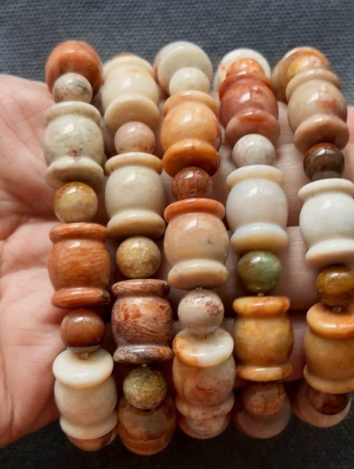 Coral Jade Bracelet (12mm | Barrel Carving)