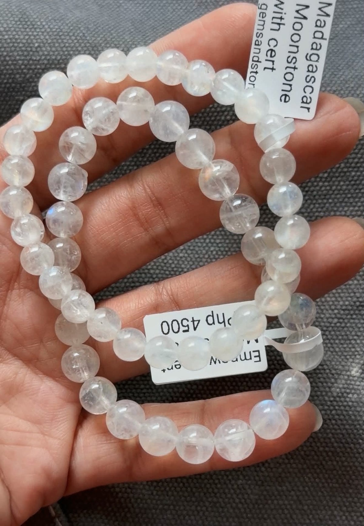 High Quality Madagascar Moonstone Bracelet (7mm) with Certificate of Authenticity