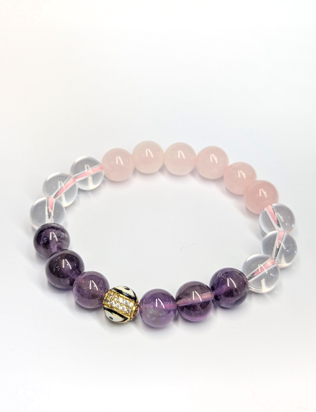 Amethyst, Clear Quartz and Rose Quartz with Anti Evil Eye