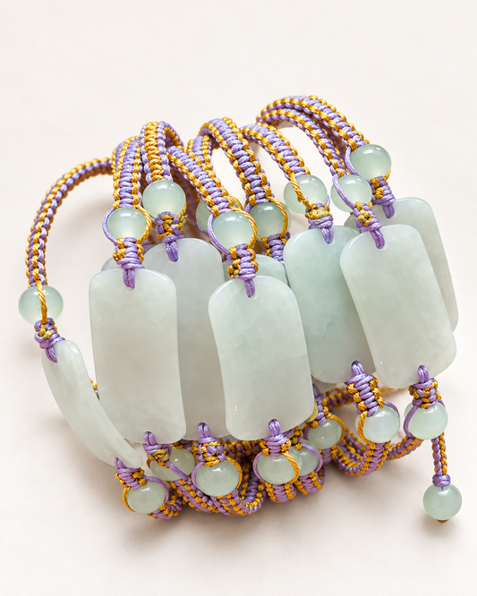 Jade Rope Bracelet (Bangle Carving) with Green Aventurine Accent