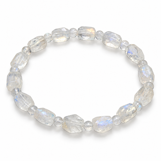 High Quality Indian Moonstone Barrel Bracelet (6mm | 8mm)