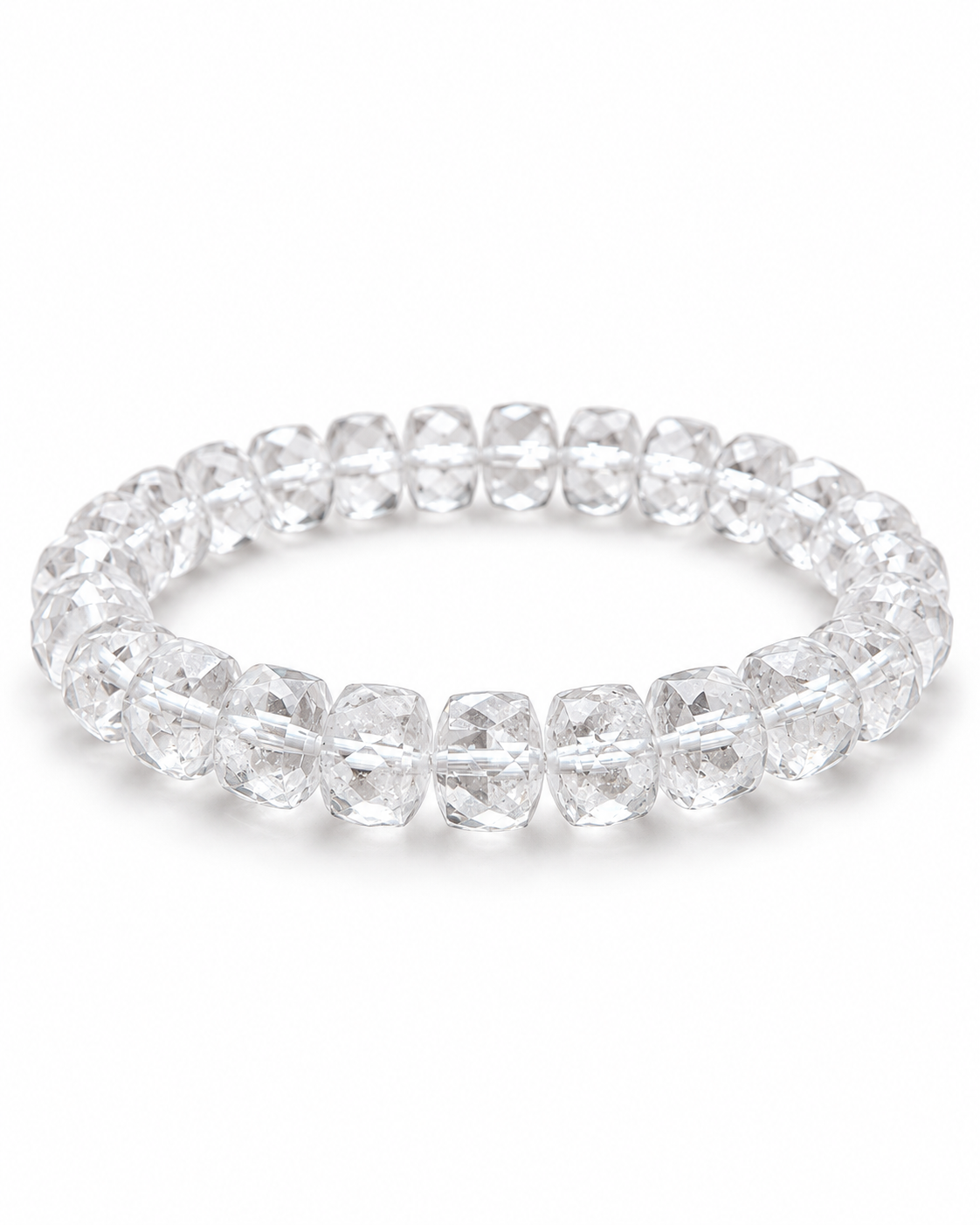 Faceted Abacus Clear Quartz Bracelet (9mm)
