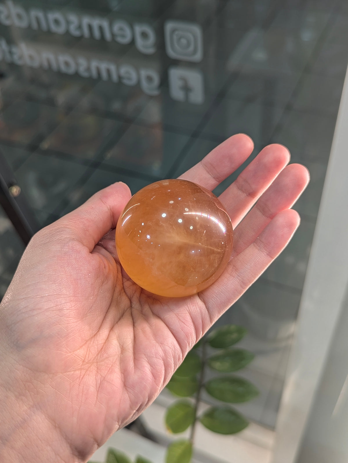 Honey Calcite Sphere (with Free Stand)