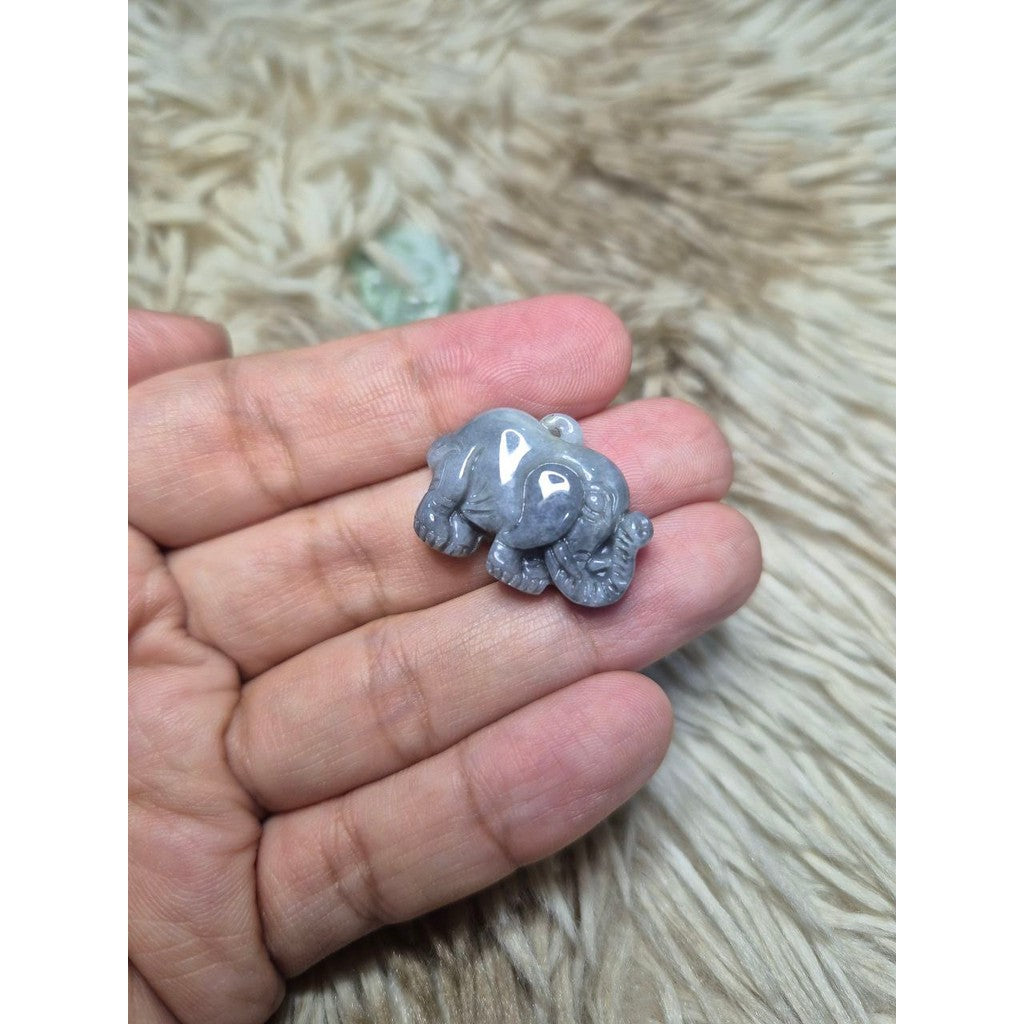Jade Pendant Elephant with Free Chain!