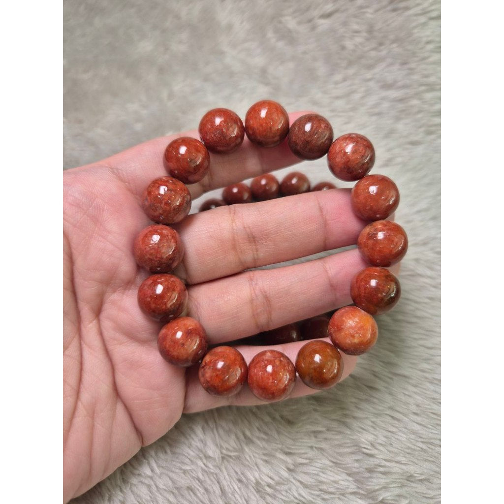 13mm Red Jade Bracelet (Grade A) – For Wealth, Strength & Passion