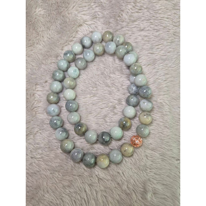 Green Wuji Jade Necklace 24” – 13 mm Grade A Jadeite for Prosperity & Strength