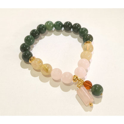 Color of the Year Crystal Bracelet – Rose Quartz / Moss Agate / Rutilated Quartz