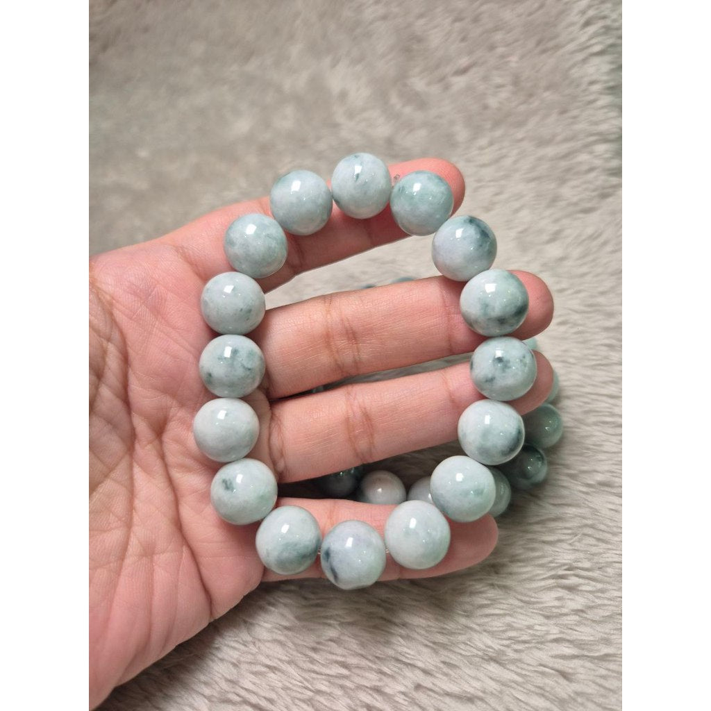 Light Burma Blue Jade with Floating Bracelet 13mm (Grade A) Calm Energy • Wealth • Balance