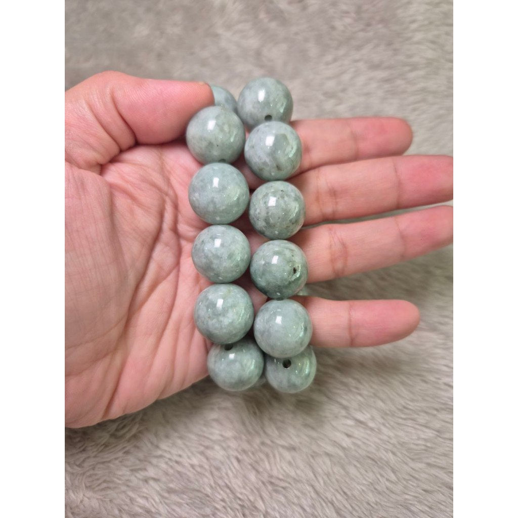 18mm Chunky Burmese Jade Bracelet (Grade A Jadeite)
