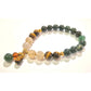 Moss Agate Tiger Eye Rutilated Quartz 8mm/10mm (Charm Option) protection, health, wealth bracelet