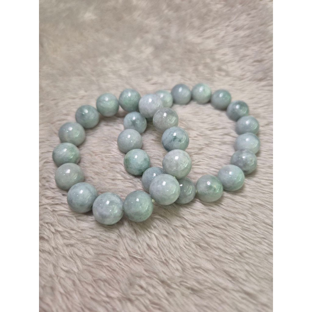 Light Burma Blue Jade Bracelet 13mm (Grade A) Calm Energy • Wealth • Balance