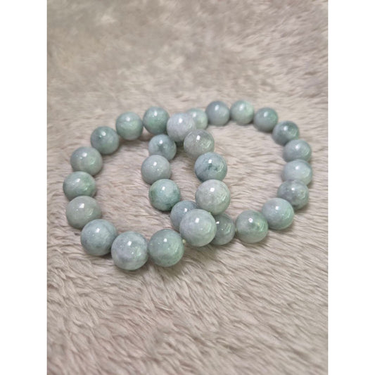 Light Burma Blue Jade Bracelet 13mm (Grade A) Calm Energy • Wealth • Balance