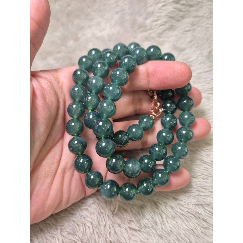 Jelly Blue Water Jade Necklace (10 mm | 22 cm)