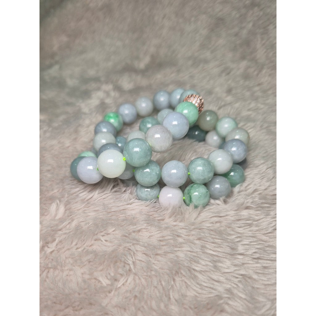 Duo Bao Jade Necklace 22” – 13 mm Grade A Jadeite for Prosperity & Harmony