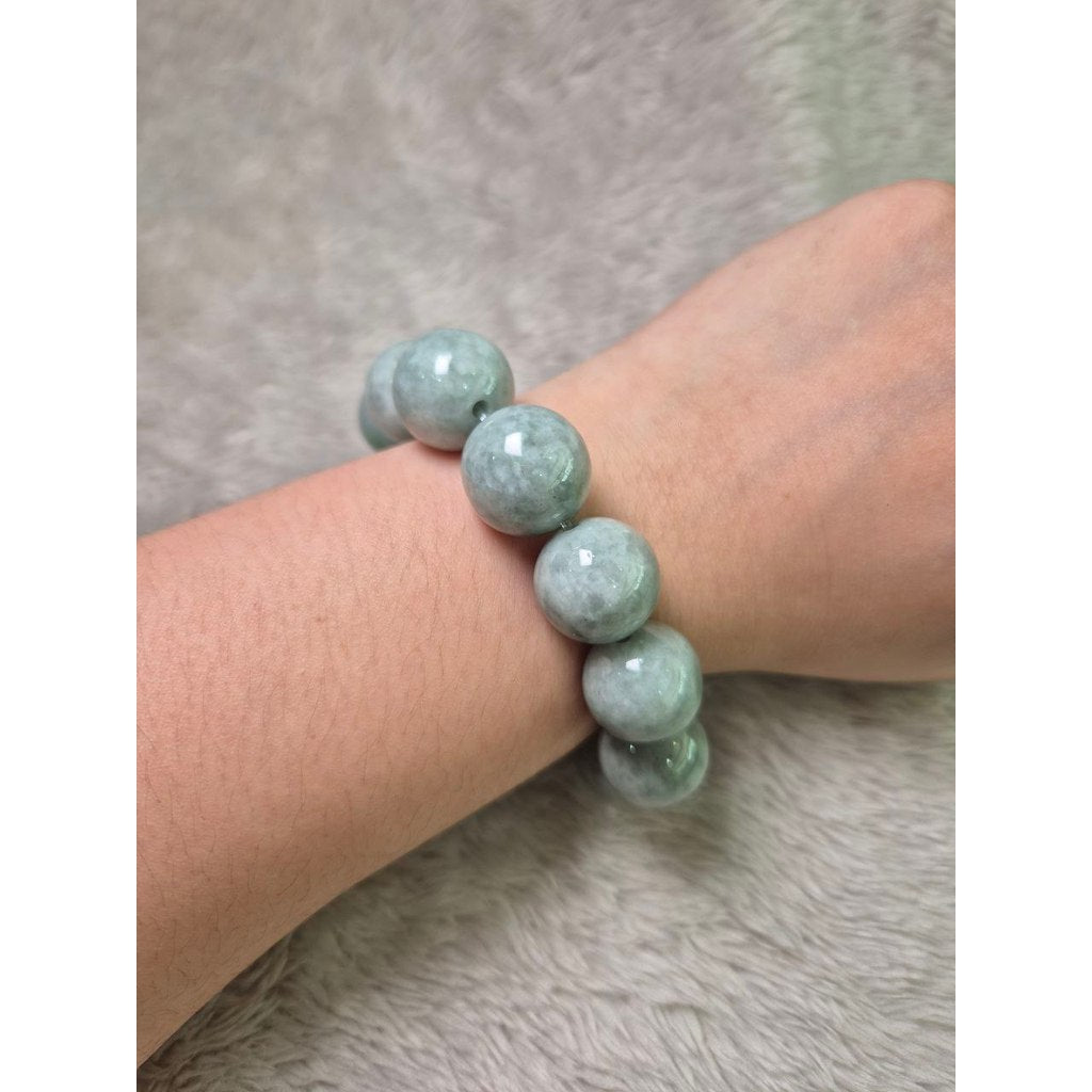 18mm Chunky Burmese Jade Bracelet (Grade A Jadeite)