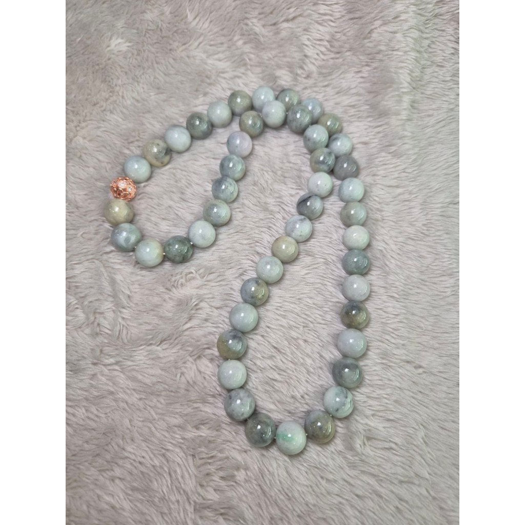 Green Wuji Jade Necklace 24” – 13 mm Grade A Jadeite for Prosperity & Strength