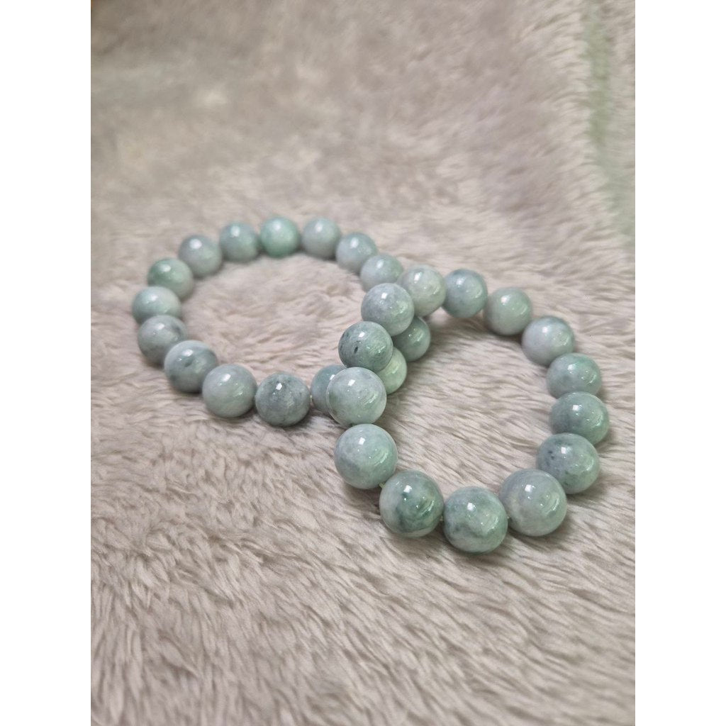 Light Burma Blue Jade with Floating Bracelet 13mm (Grade A) Calm Energy • Wealth • Balance