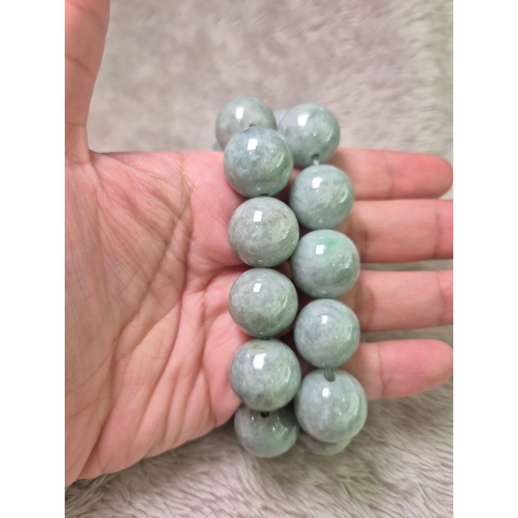 18mm Chunky Burmese Jade Bracelet (Grade A Jadeite)