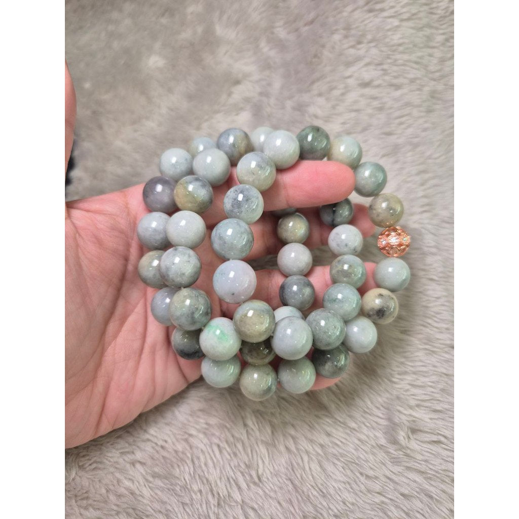 Green Wuji Jade Necklace 24” – 13 mm Grade A Jadeite for Prosperity & Strength