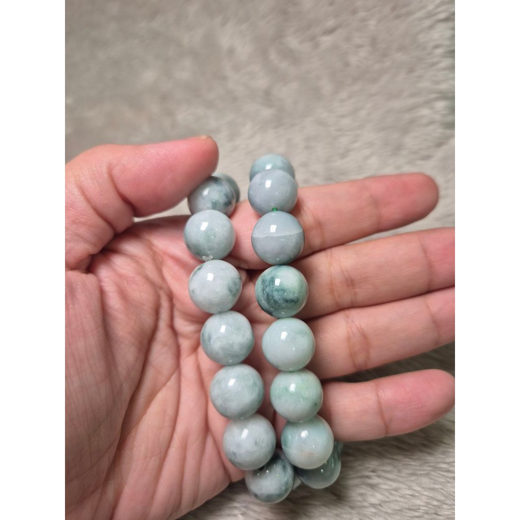 Light Burma Blue Jade with Floating Bracelet 13mm (Grade A) Calm Energy • Wealth • Balance