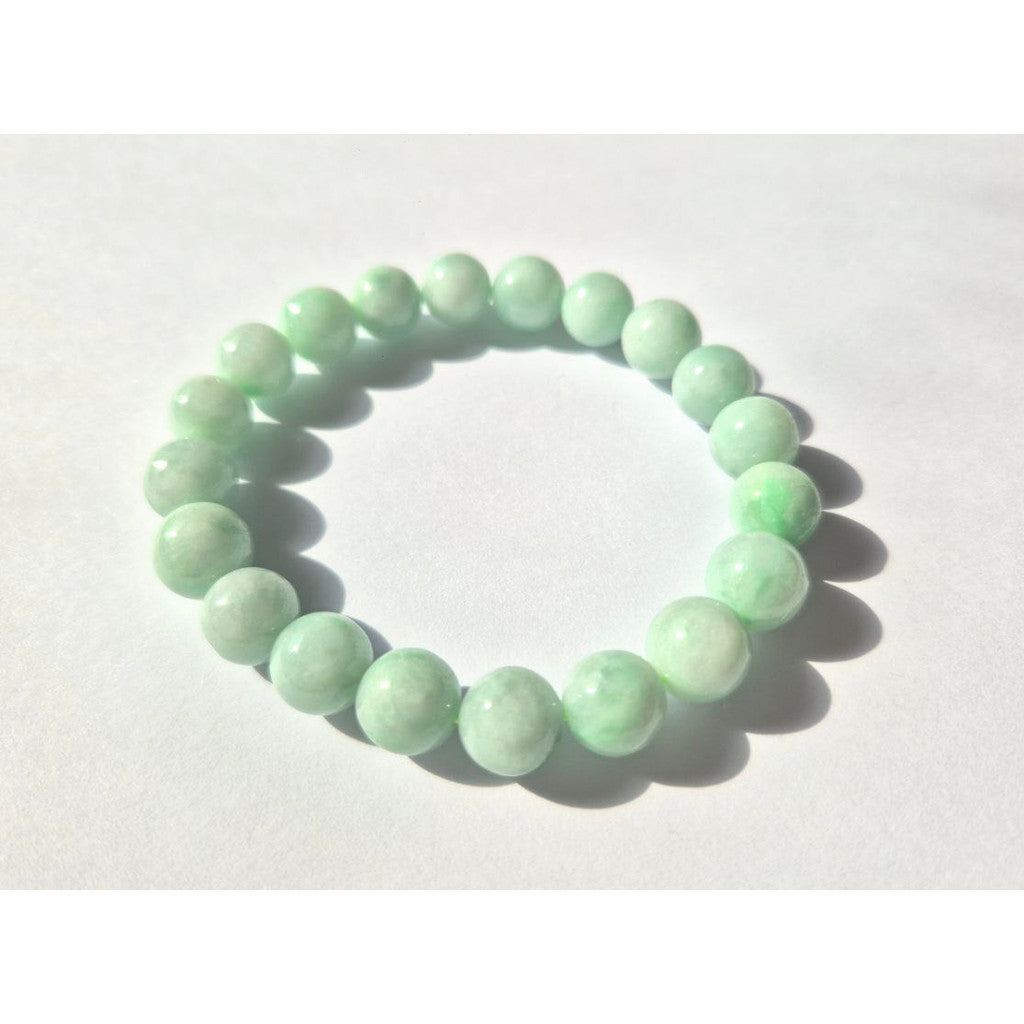 10mm Apple Green Jade Bracelet • Floating • High Quality Jadeite with certificate