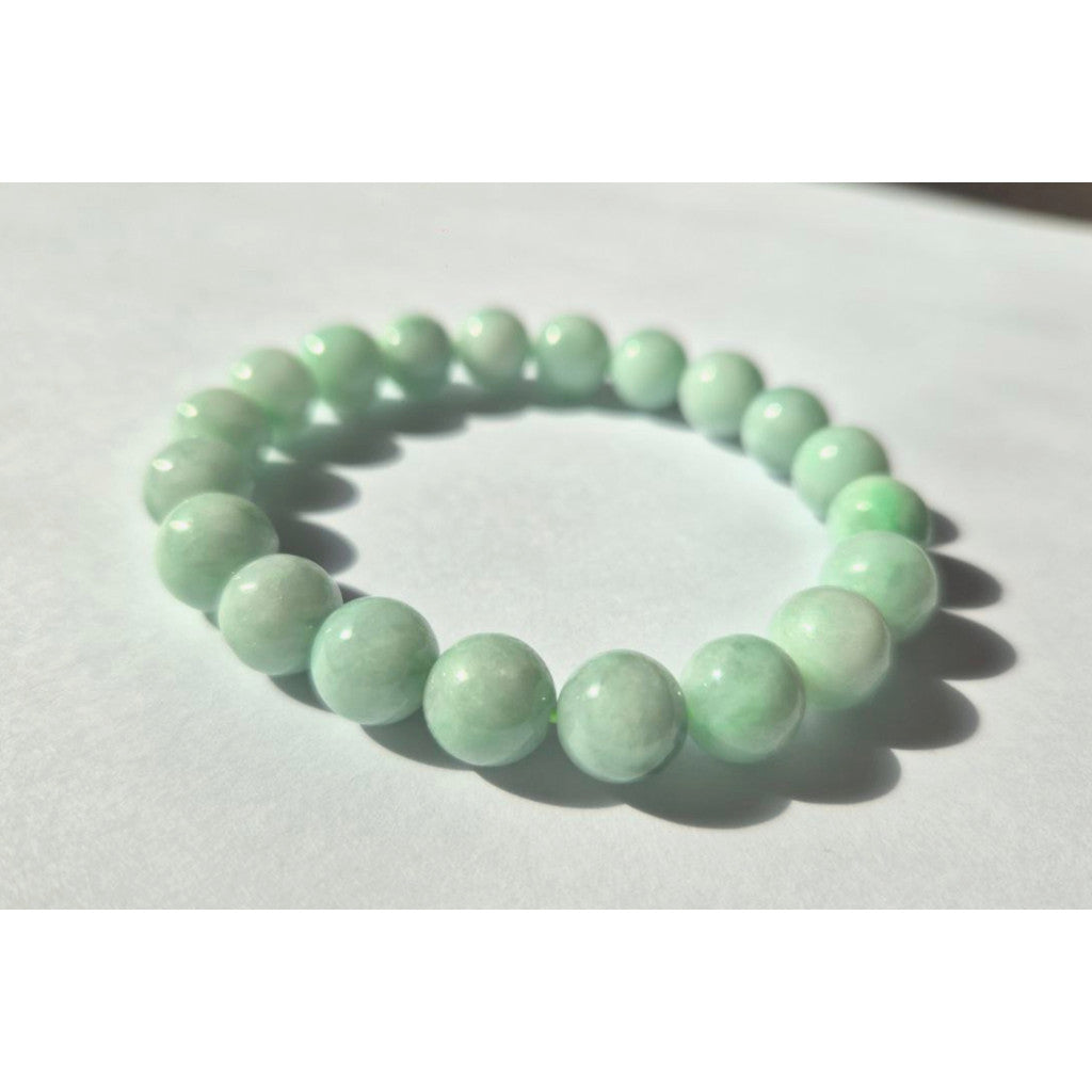 10mm Apple Green Jade Bracelet • Floating • High Quality Jadeite with certificate