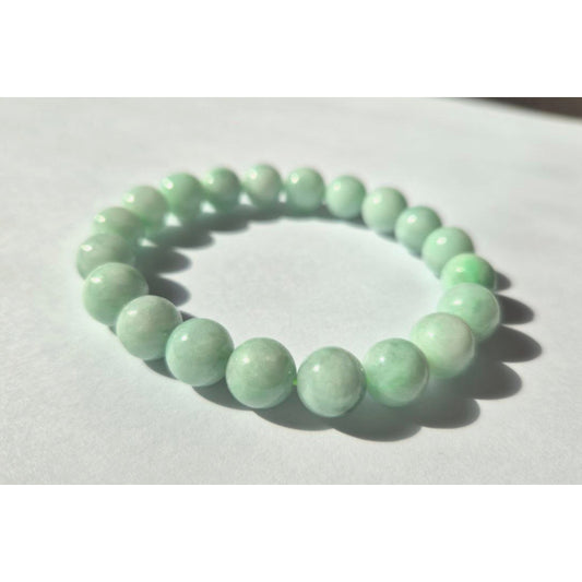 10mm Apple Green Jade Bracelet • Floating • High Quality Jadeite with certificate