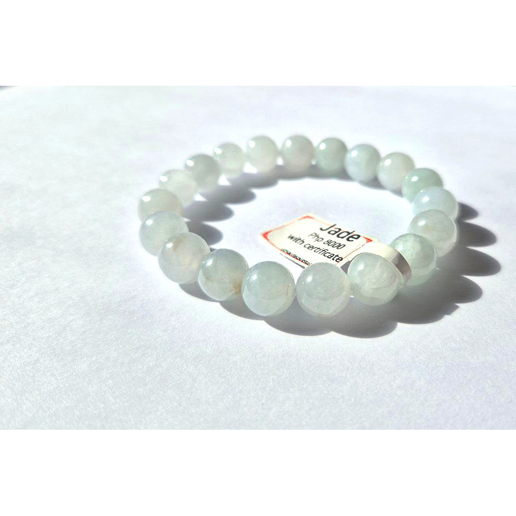 High Quality Jade Bracelet 10mm • Jelly Icy Texture • With Certificate • Premium Grade Jadeite