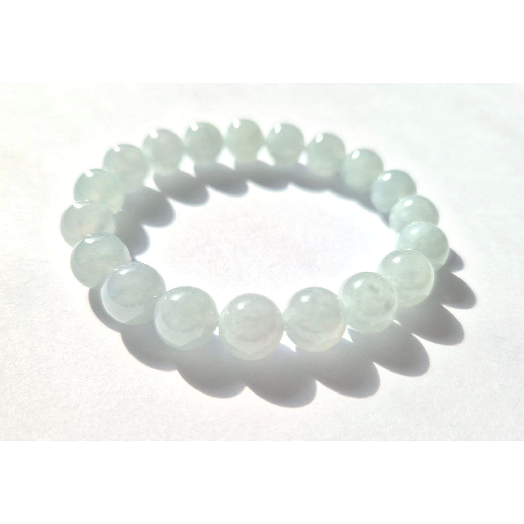 10mm Icy Jade Bracelet • Premium Grade Jadeite • With Certificate burma blue