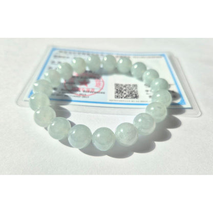 10mm Icy Jade Bracelet • Premium Grade Jadeite • With Certificate burma blue