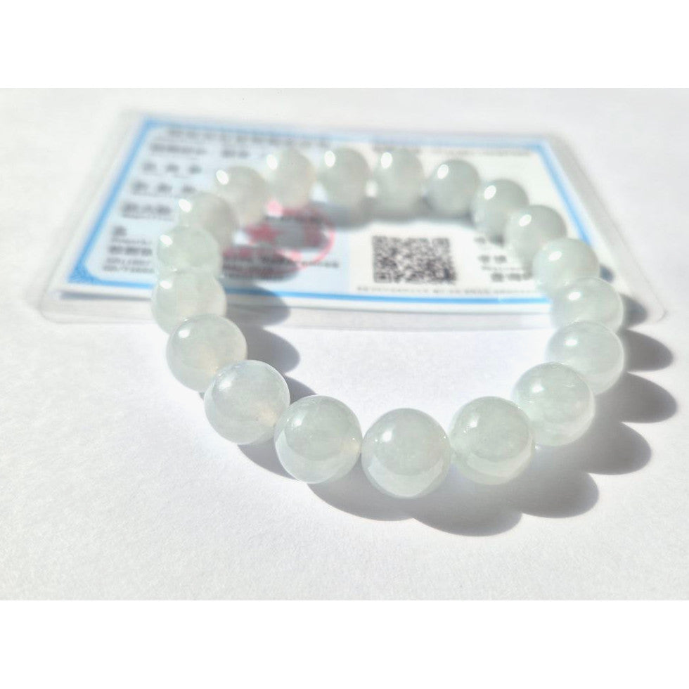 10mm Icy Jade Bracelet • Premium Grade Jadeite • With Certificate