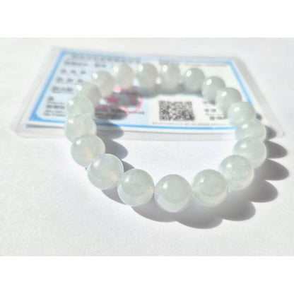 10mm Icy Jade Bracelet • Premium Grade Jadeite • With Certificate
