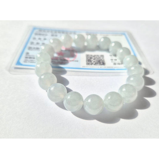 10mm Icy Jade Bracelet • Premium Grade Jadeite • With Certificate
