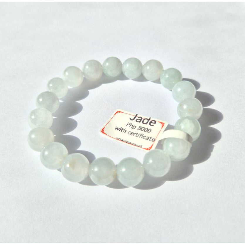 High Quality Jade Bracelet 10mm • Jelly Icy Texture • With Certificate • Premium Grade Jadeite