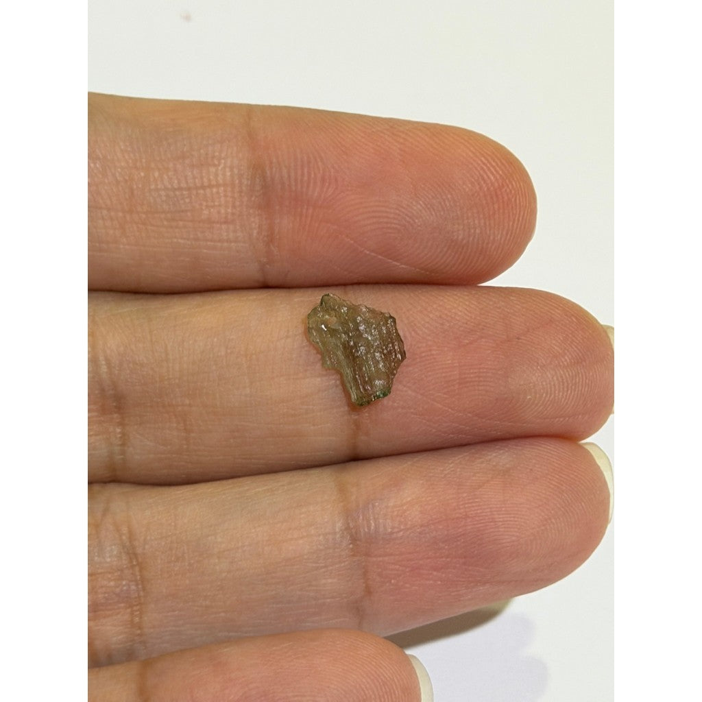 Moldavite Chip Necklace with Hole | Gold or Silver Detail | Free Stainless Steel Chain