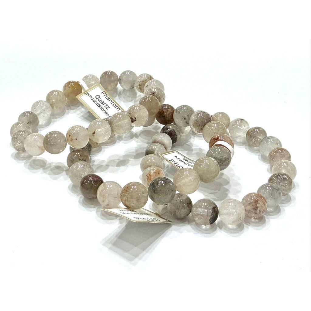 Round Garden Quartz / Phantom Quartz Bracelet | Natural Crystal Gemstone