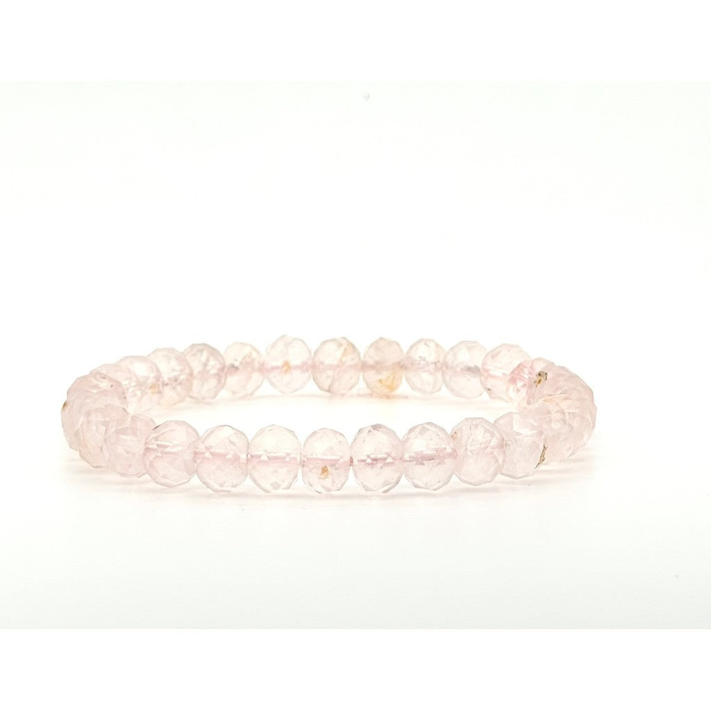Faceted Abacus Rose Quartz Bracelet | 7–8mm Natural Rose Quartz