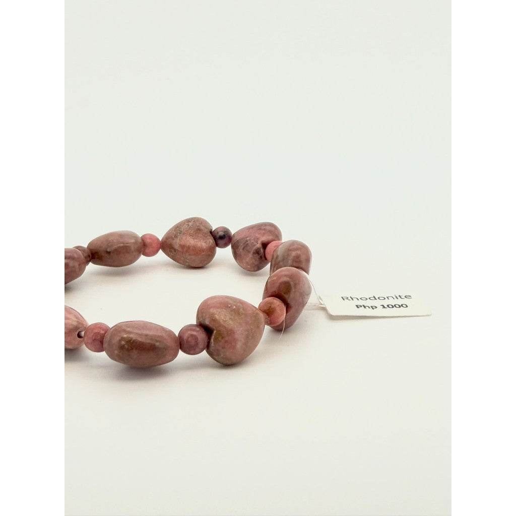 Natural Rhodonite Heart Bracelet