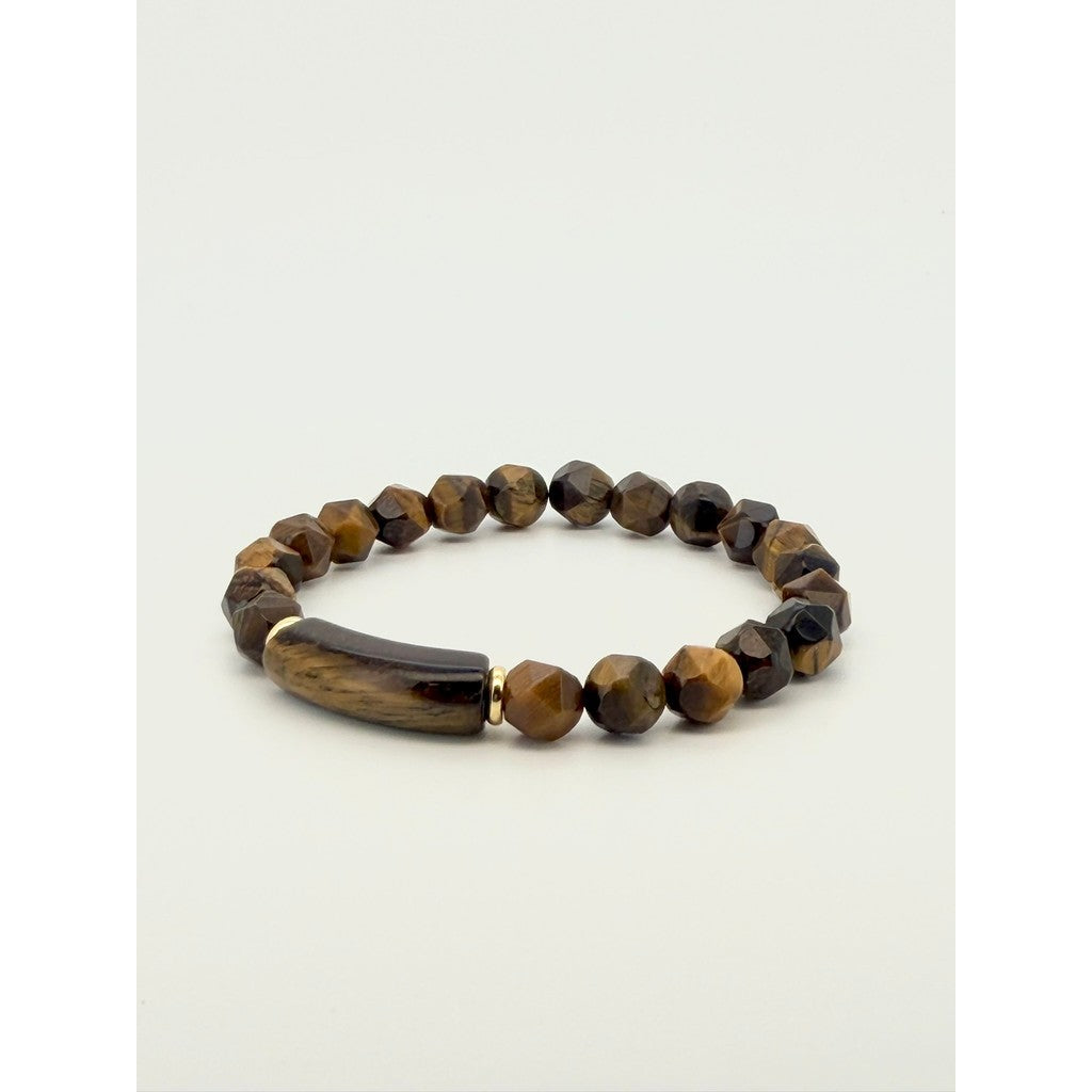 Natural Tiger Eye Faceted & Bamboo Shape Bracelet