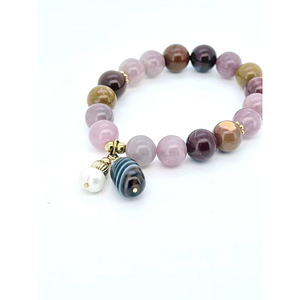 Purple Rose Quartz & Warring States Agate Bracelet