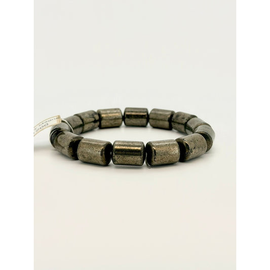 Natural Pyrite Barrel Shape Bracelet
