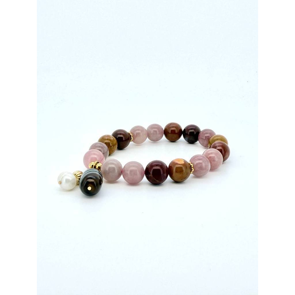 Purple Rose Quartz & Warring States Agate Bracelet