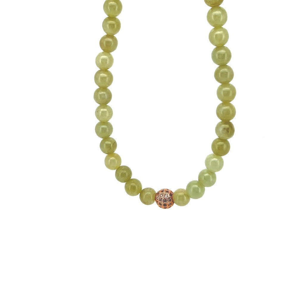 Burmese Tea Green Jade Necklace with Certificate of Authenticity