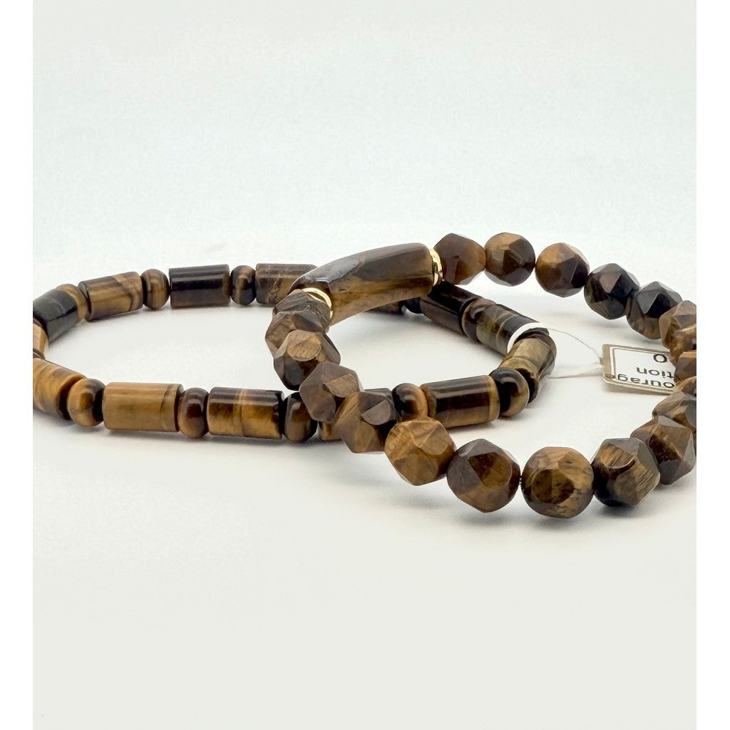 Natural Tiger Eye Faceted & Bamboo Shape Bracelet