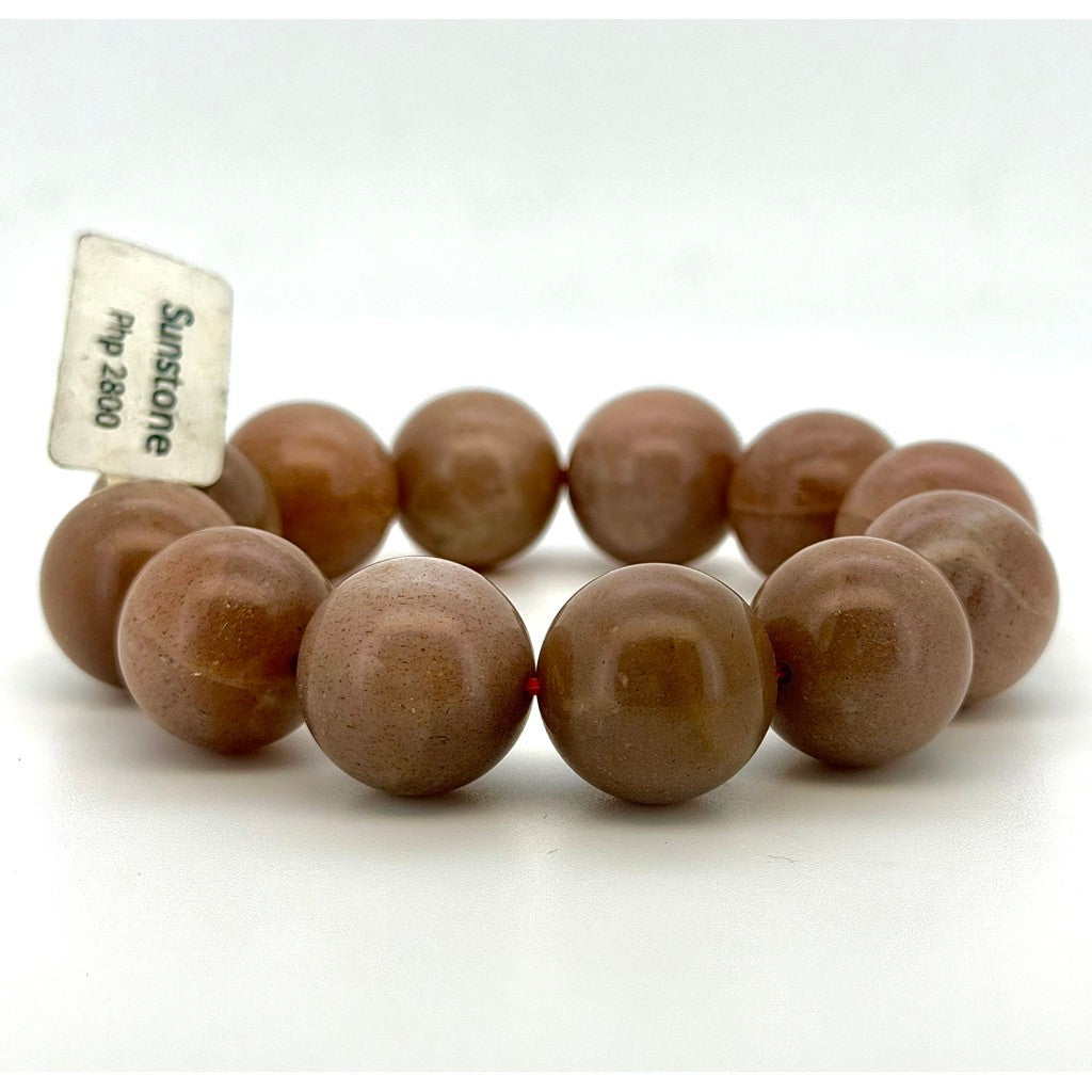 Natural Sunstone Bracelet – 17mm Large Beads