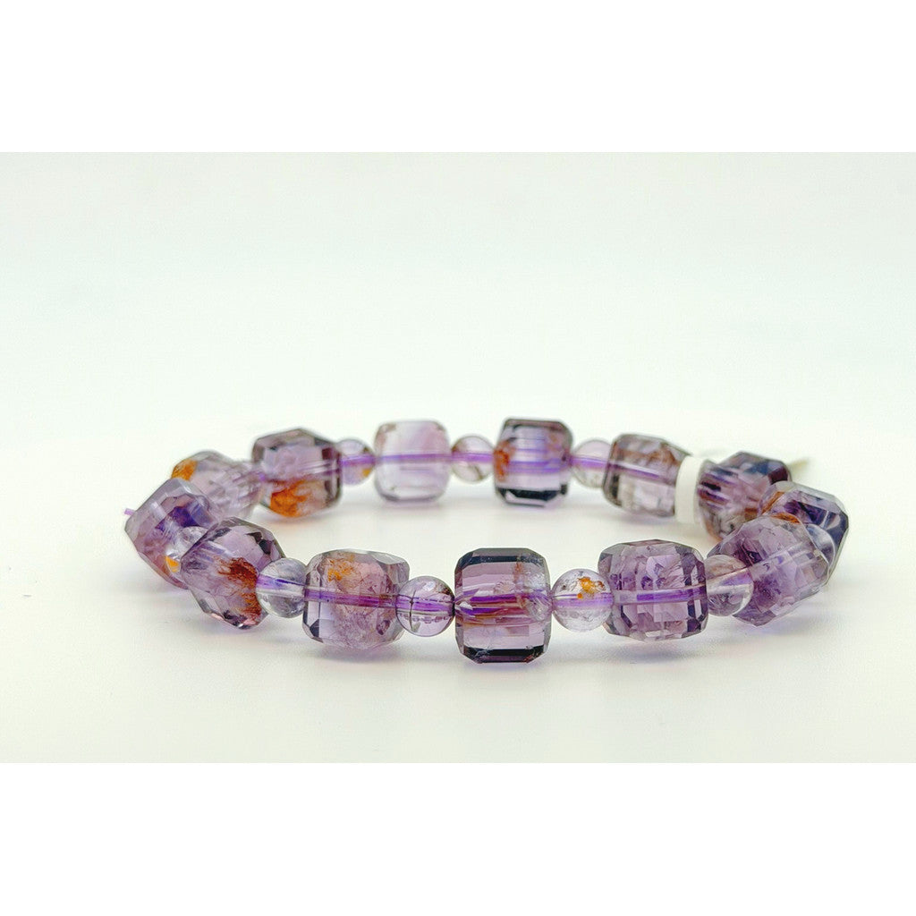 High Quality Faceted Cube Phantom Amethyst Bracelet