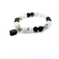Rainbow Moonstone & Obsidian Protection Bracelet with Black Tourmaline Charm