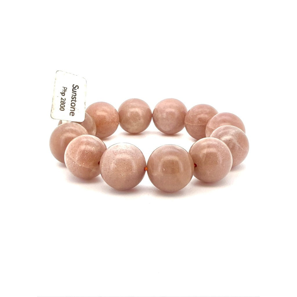 Natural Sunstone Bracelet – 17mm Large Beads