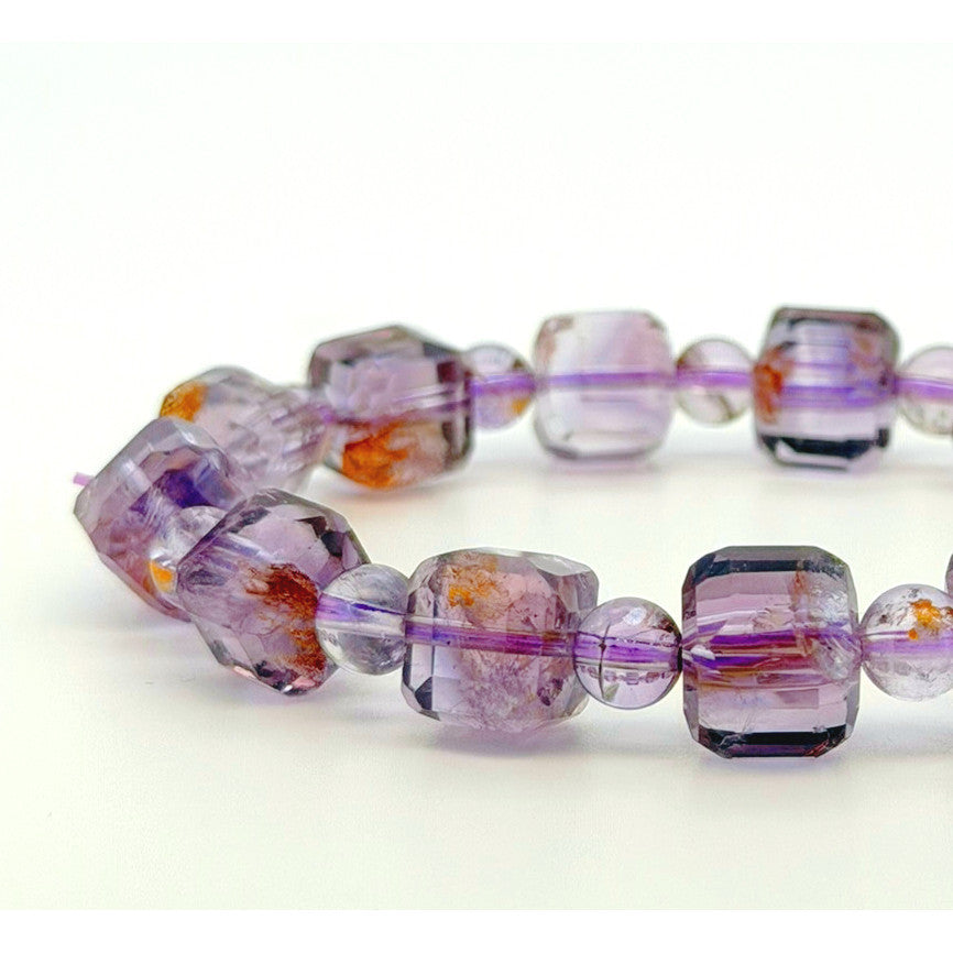 High Quality Faceted Cube Phantom Amethyst Bracelet