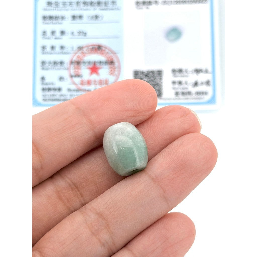 Jade Barrel Pendant with Certificate | Free stainless Gold or Silver Chain (18/20cm)